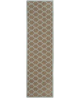 Safavieh Courtyard CY6009 Brown and Aqua 2'3" x 6'7" Sisal Weave Runner Outdoor Area Rug