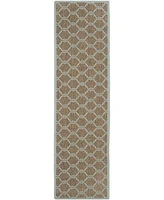 Safavieh Courtyard CY6009 Brown and Aqua 2'3" x 6'7" Sisal Weave Runner Outdoor Area Rug