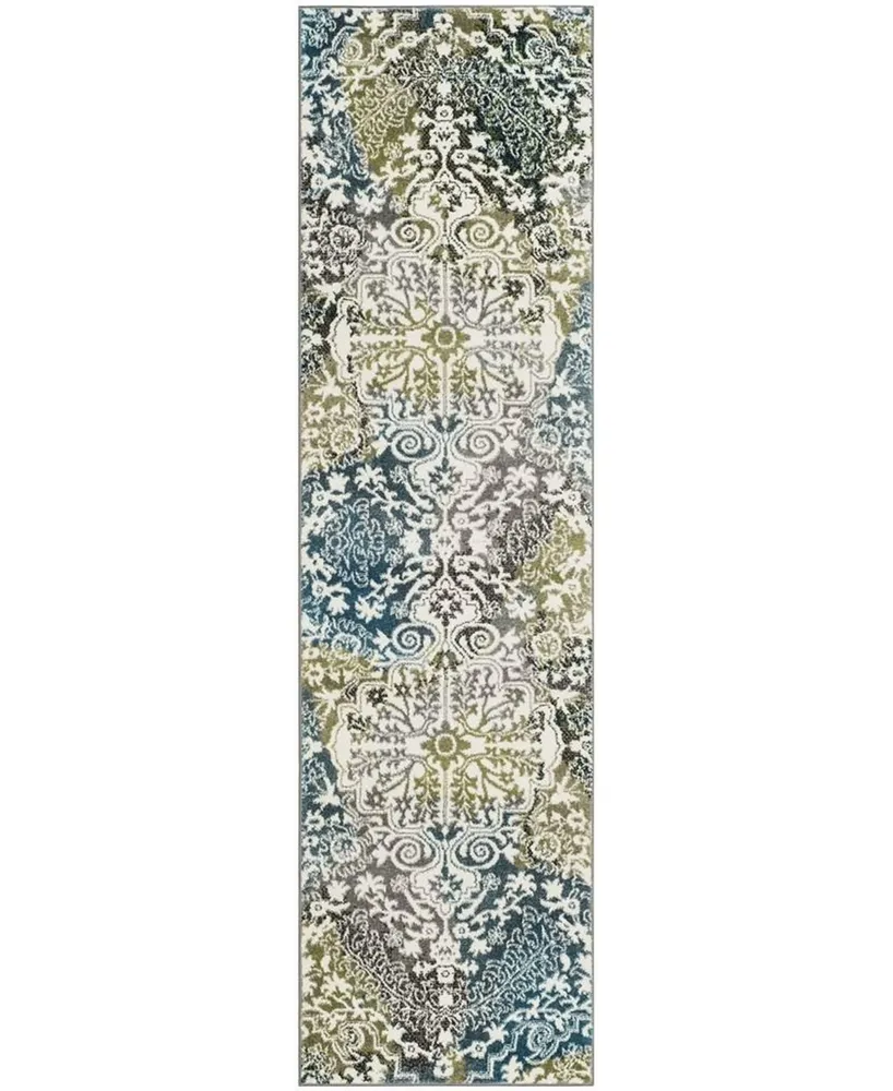 Safavieh Watercolor Ivory and Peacock Blue 2'2" x 6' Runner Area Rug