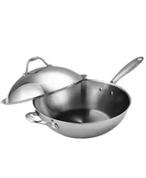 Cooks Standard Wok Multi-Ply Clad Stir Fry Pan, 13" with High Dome lid, Silver