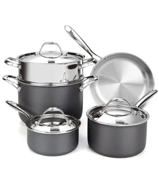 Cooks Standard, Stainless Steel 8-Piece Multi-Ply Clad Hard Anodized Cookware Set, Black