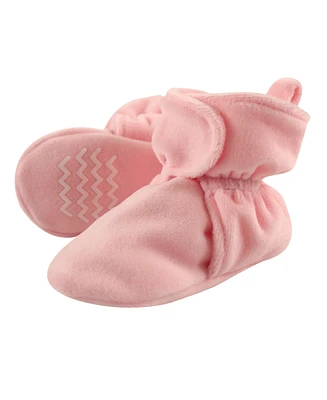 Hudson Baby Girls Cozy Velour Booties, Light Pink