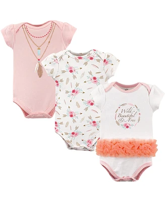 Little Treasure Big Girls Plus Cotton Bodysuits 3pk, Pearls, 18-24 Months