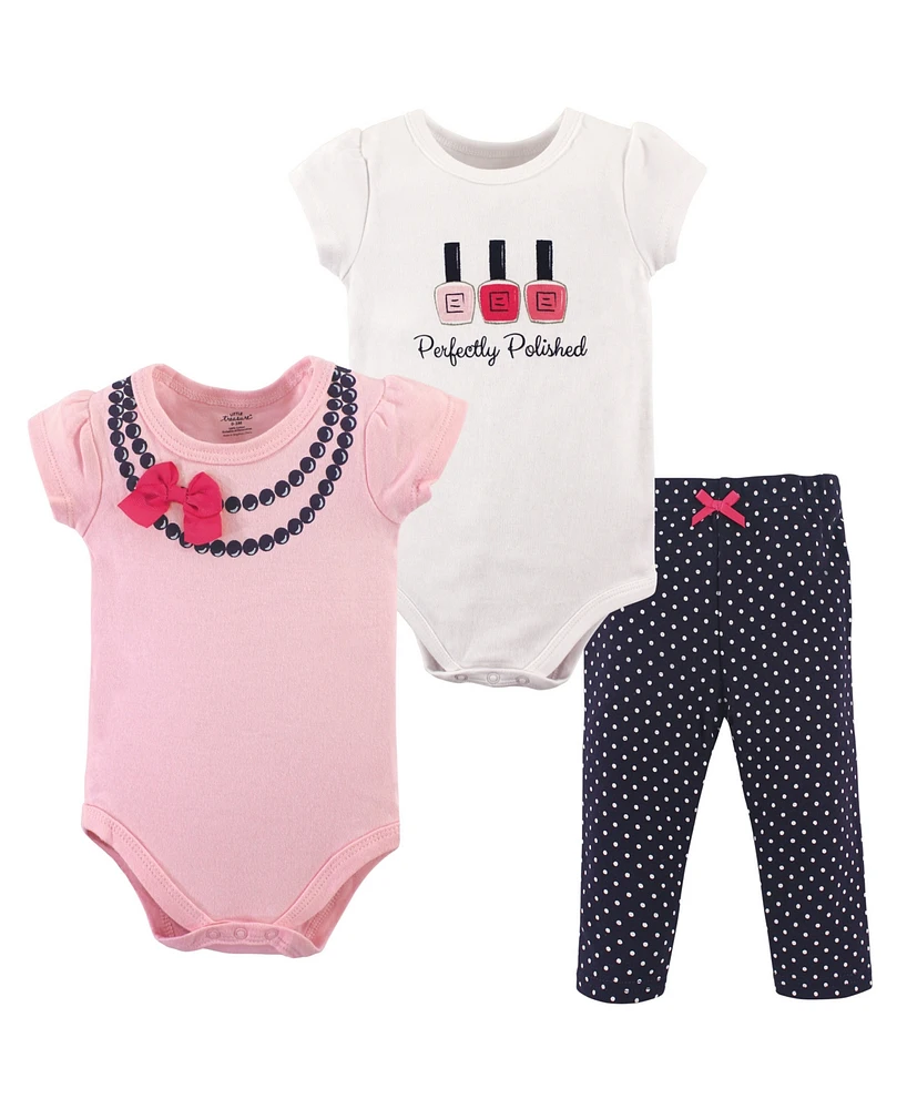 Little Treasure Baby Girls Cotton Bodysuit and Pant Set