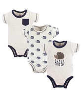 Touched by Nature Baby Boys Organic Cotton Bodysuits 3pk, Hedgehog, 6-9 Months