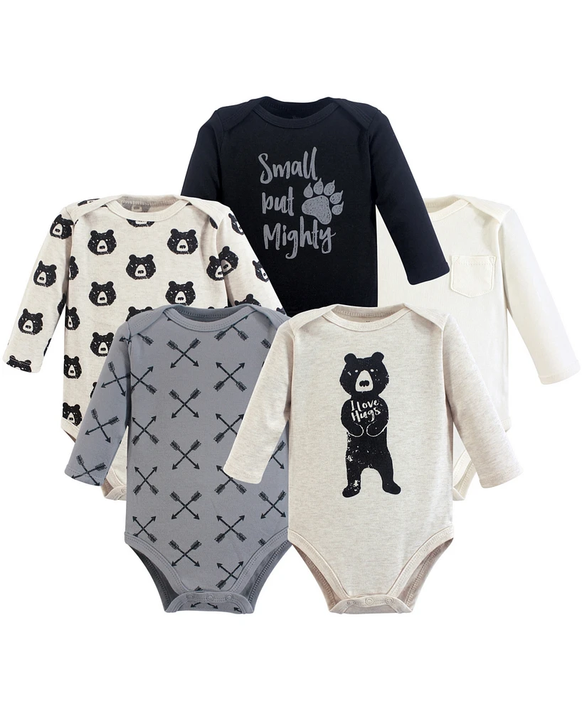 Yoga Sprout Baby Boy Cotton Bodysuits 5pk, Bear Hugs, 18-24 Months