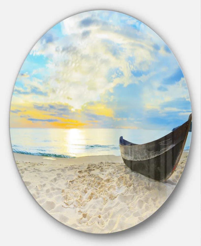 Designart 'Calm Beach Panorama' Photography Circle Metal Wall Art - 23" x 23"