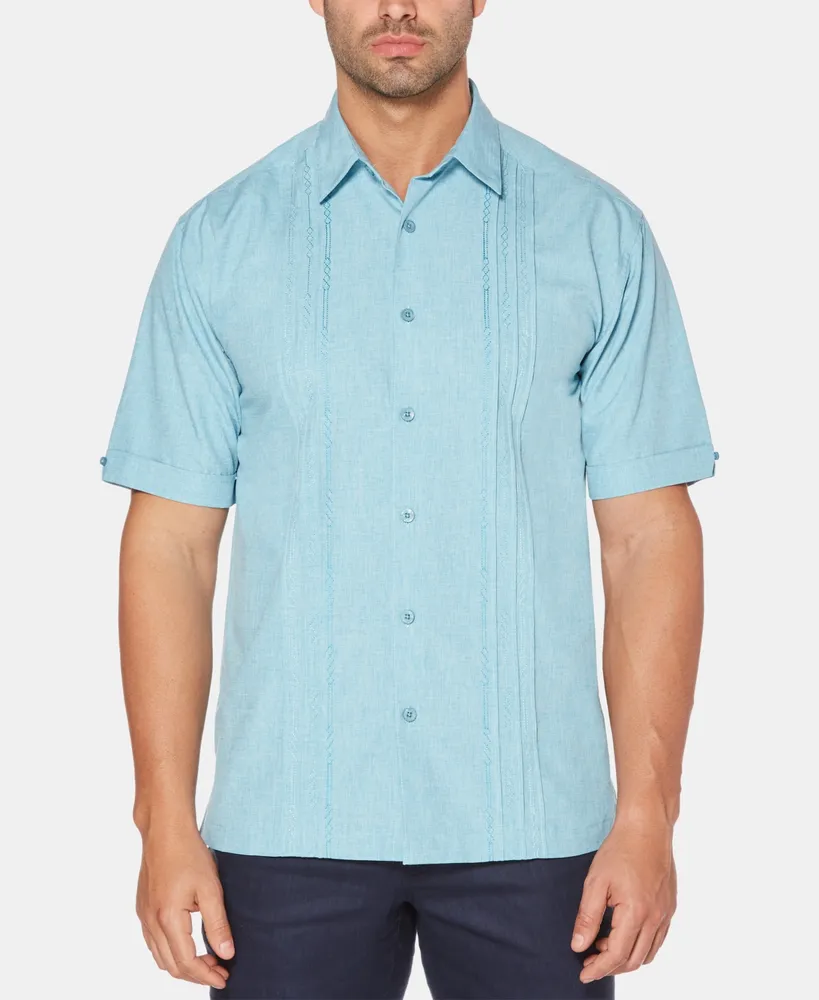 Cubavera Men's Geo Embroidered Panel Chambray Shirt