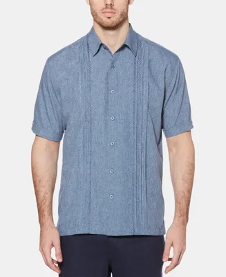 Cubavera Men's Geo Embroidered Panel Chambray Shirt