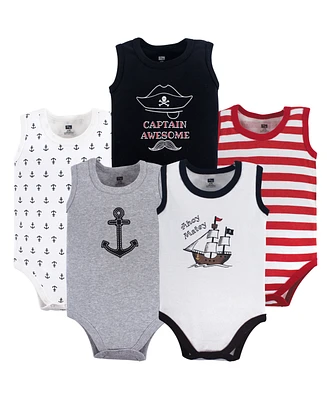 Hudson Baby Infant Boy Cotton Sleeveless Bodysuits 5pk, Whale, 18-24 Months