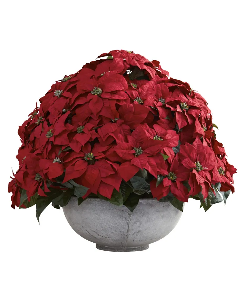 Nearly Natural Giant Poinsettia Arrangement w/ Decorative Planter