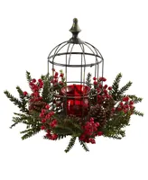 Nearly Natural Pine Berry Birdhouse Candelabrum