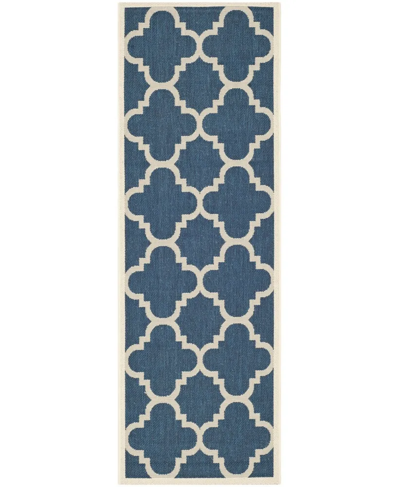 Safavieh Courtyard CY6243 Navy and Beige 2'3" x 6'7" Sisal Weave Runner Outdoor Area Rug