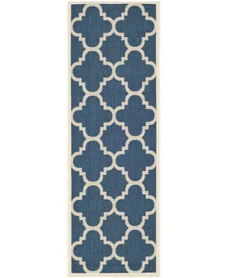 Safavieh Courtyard CY6243 Navy and Beige 2'3" x 6'7" Sisal Weave Runner Outdoor Area Rug