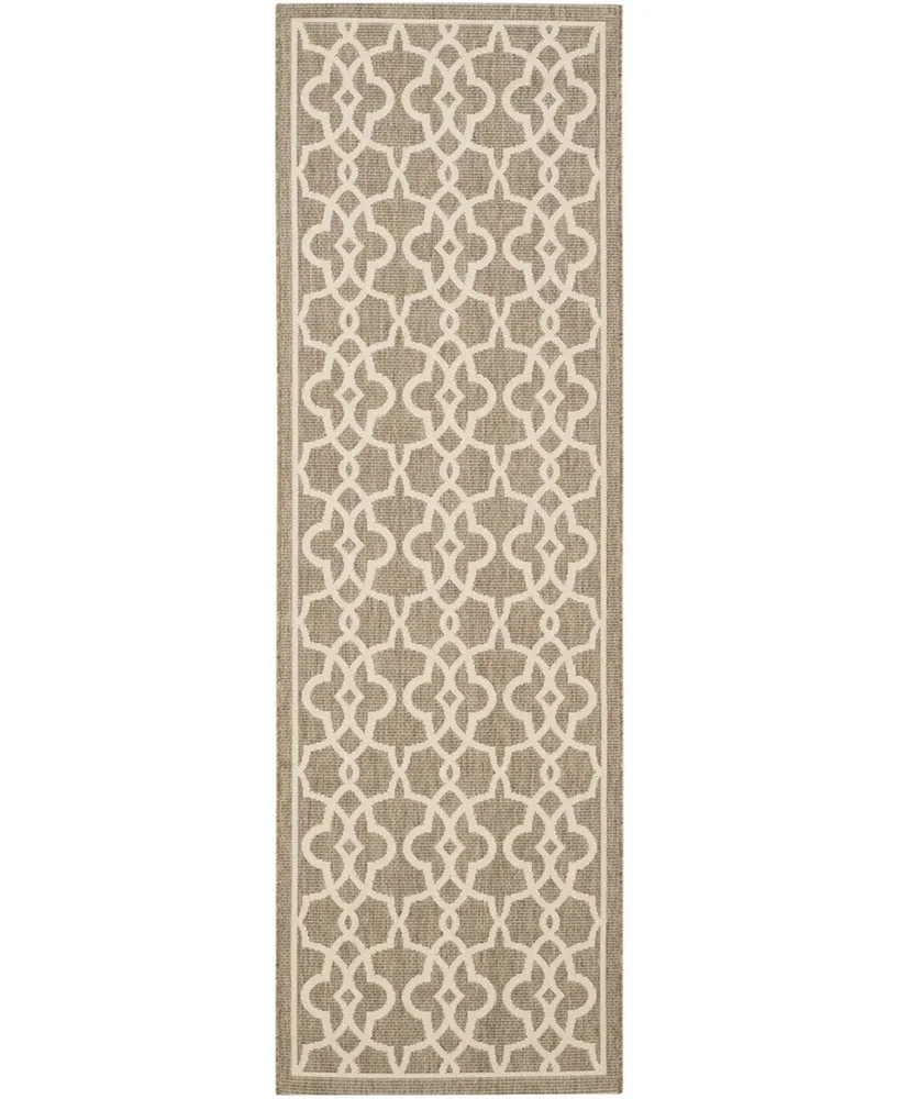 Safavieh Courtyard CY6071 Mocha and Beige 2'7" x 8'2" Runner Outdoor Area Rug