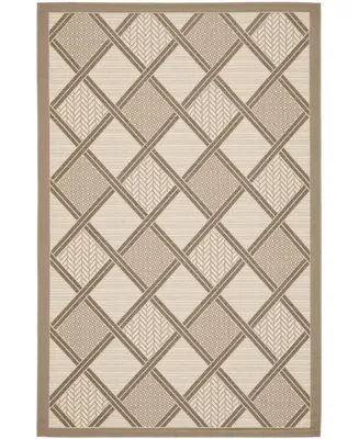 Safavieh Courtyard CY7570 Beige and Dark Beige 4' x 5'7" Sisal Weave Outdoor Area Rug