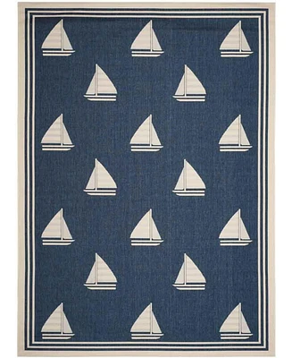 Safavieh Courtyard CY7422 Navy and Beige 9' x 12' Sisal Weave Outdoor Area Rug