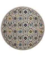 Safavieh Evoke EVK210 Ivory and Blue 6'7" x 6'7" Round Area Rug