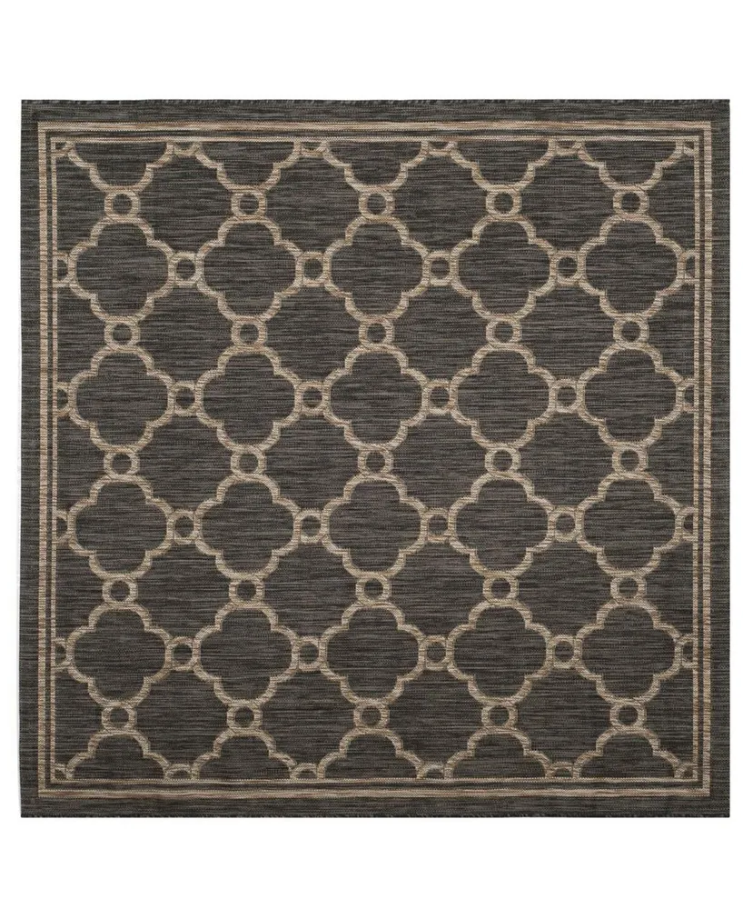 Safavieh Courtyard CY8471 Natural and Black 6'7" x 6'7" Square Outdoor Area Rug