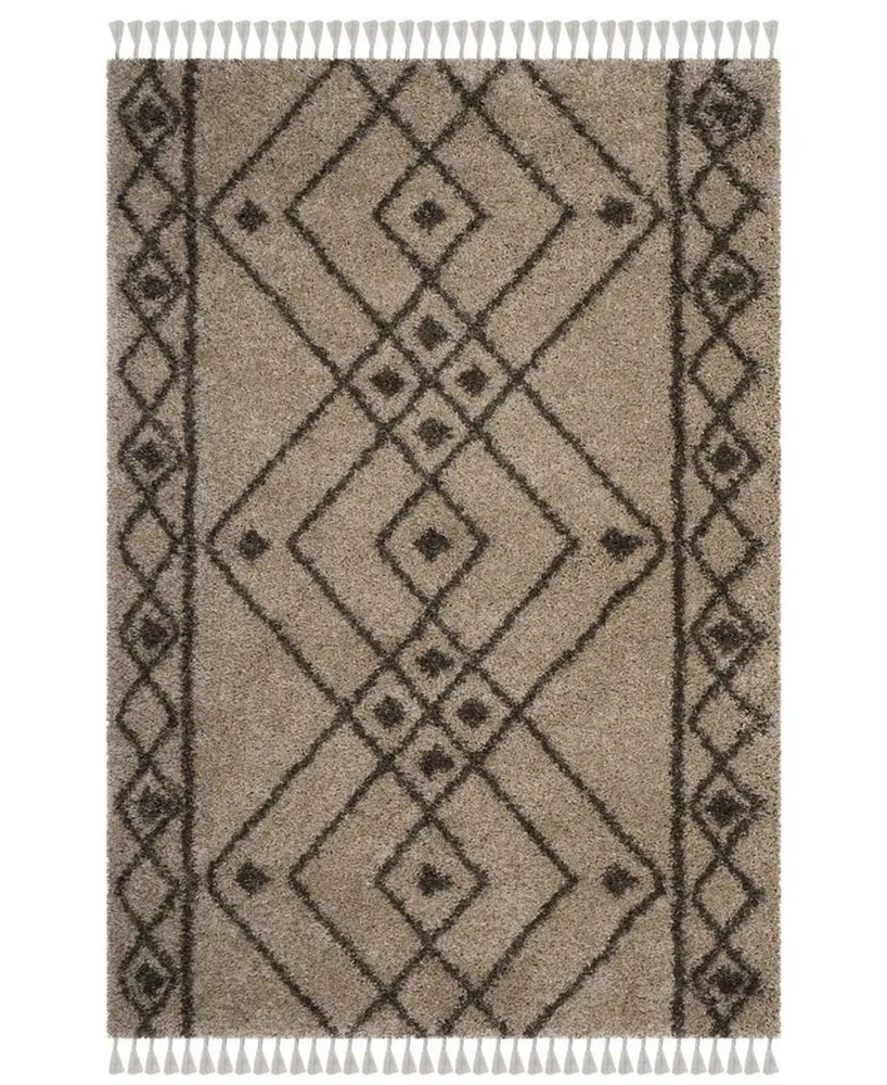 Safavieh Moroccan Fringe Shag MFG248 Mushroom and Gray 4' X 6' Area Rug