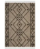 Safavieh Moroccan Fringe Shag MFG248 Mushroom and Gray 4' X 6' Area Rug