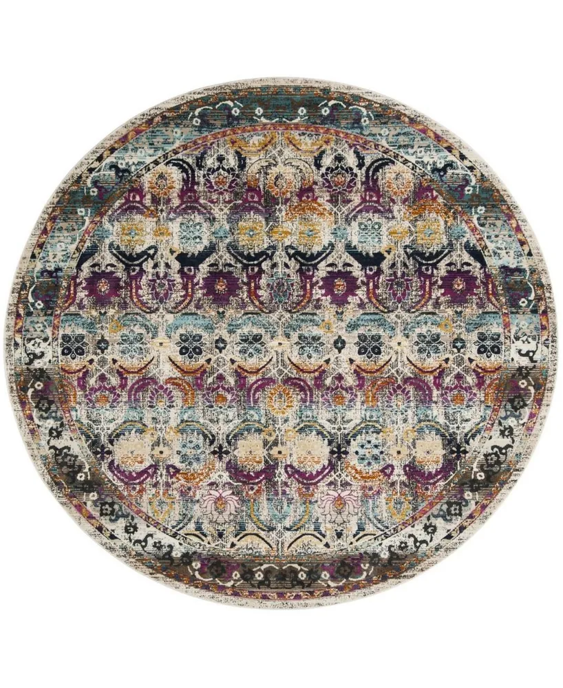 Safavieh Baldwin BDN196 Cream and Multi 6'7" x 6'7" Round Area Rug