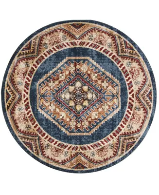 Safavieh Bijar BIJ647 Royal and Rust 6'7" x 6'7" Round Area Rug