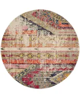 Safavieh Monaco MNC222 Light Gray and Multi 4' x 4' Round Area Rug