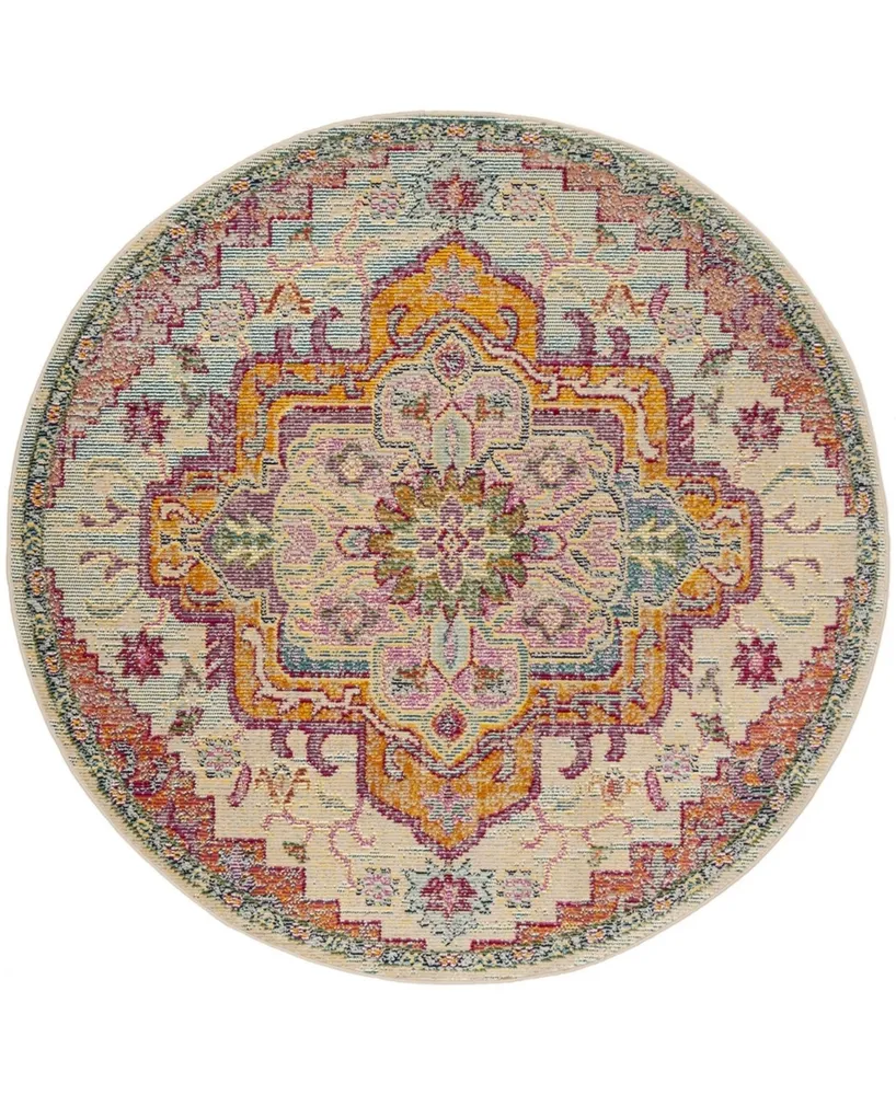 Safavieh Crystal CRS501 Light Blue and Fuchsia 5' x 5' Round Area Rug