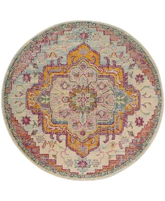 Safavieh Crystal CRS501 Light Blue and Fuchsia 5' x 5' Round Area Rug