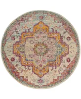 Safavieh Crystal CRS501 Light Blue and Fuchsia 5' x 5' Round Area Rug