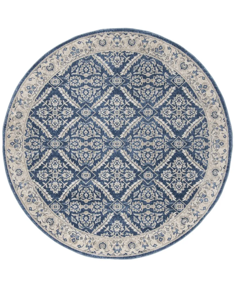 Safavieh Brentwood BNT863 Navy and Creme 6'7" x 6'7" Round Area Rug