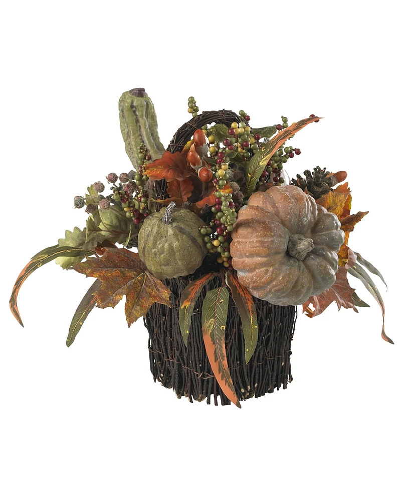 Nearly Natural Fall Pumpkin and Berry Table Arrangement