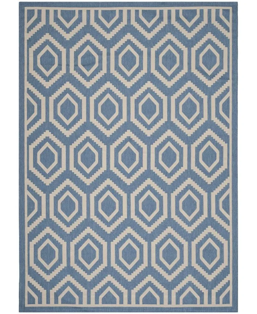 Safavieh Courtyard MSR1125 Blue and Beige 5'3" x 7'7" Outdoor Area Rug