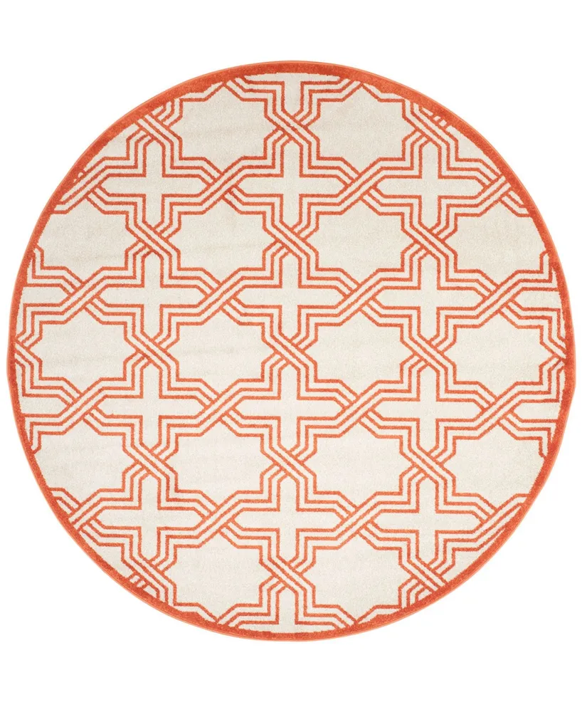 Safavieh Amherst AMT413 Ivory and Orange 7' x 7' Round Area Rug