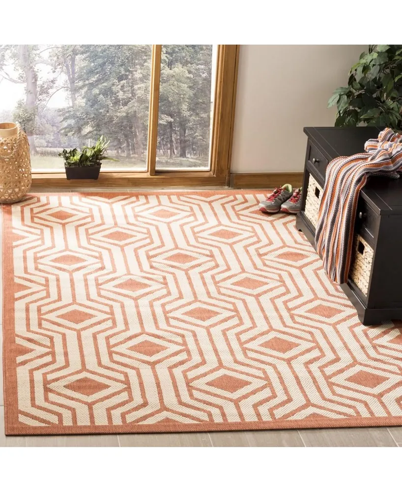 Safavieh Courtyard CY6113 Beige and Terracotta 5'3" x 7'7" Sisal Weave Outdoor Area Rug