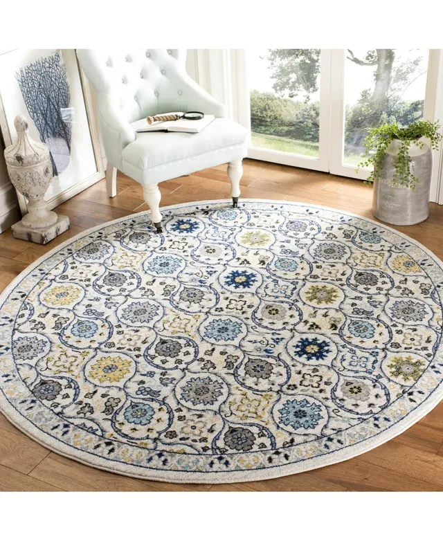 Safavieh Evoke EVK210 Ivory and Blue 6'7 x 6'7 Round Area Rug