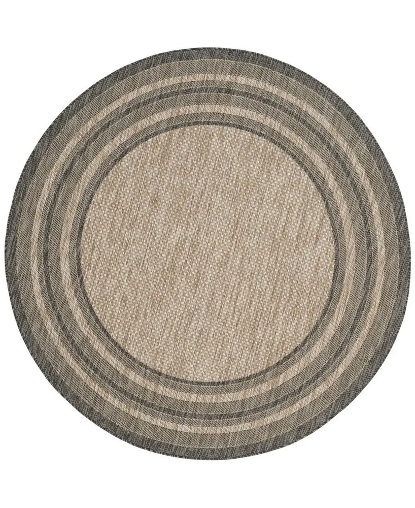 Safavieh Courtyard CY8475 Natural and Black 6'7" x 6'7" Round Outdoor Area Rug