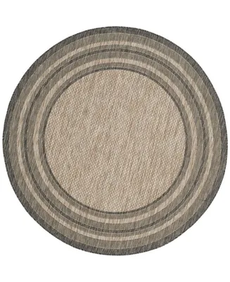 Safavieh Courtyard CY8475 Natural and Black 6'7" x 6'7" Round Outdoor Area Rug