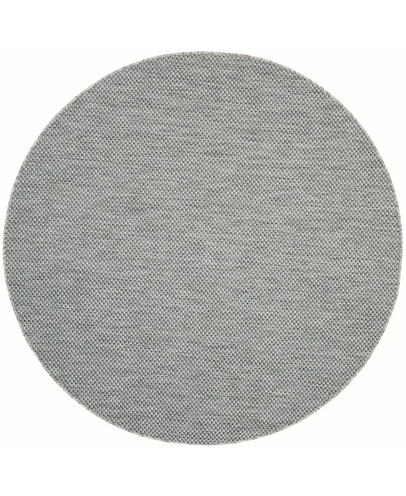 Safavieh Courtyard CY8521 Gray and Navy 6'7" x 6'7" Round Outdoor Area Rug