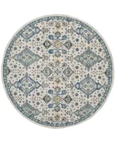 Safavieh Evoke EVK224 Ivory and Light Blue 6'7" x 6'7" Round Area Rug