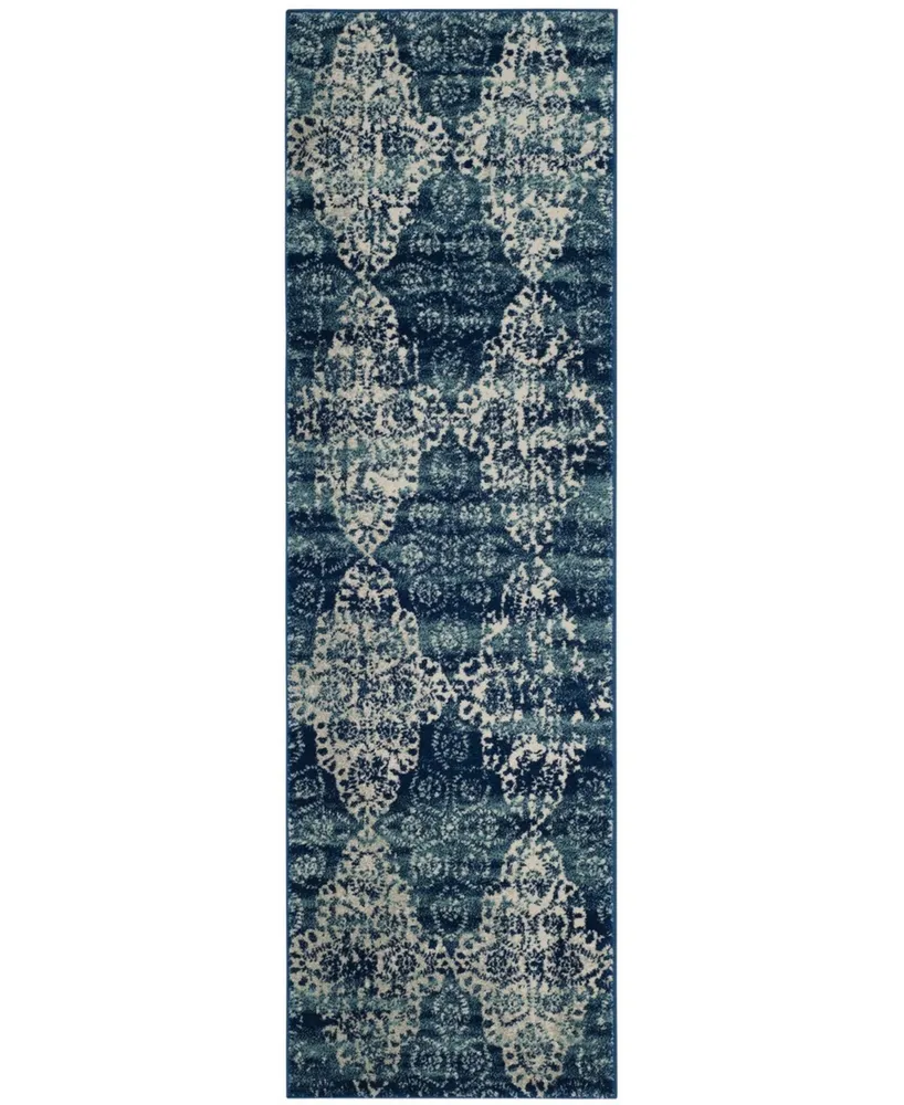 Safavieh Evoke EVK266 Royal and Ivory 2'2" x 7' Runner Area Rug