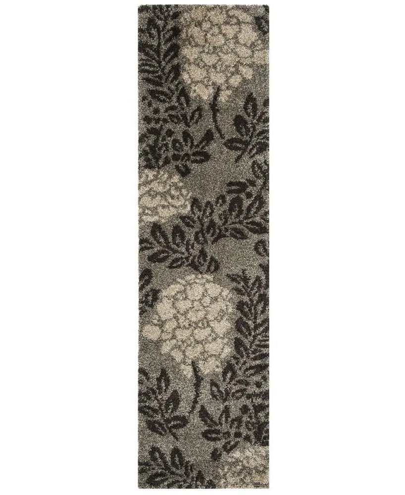 Safavieh Florida Shag SG456 Smoke and Dark Brown 2'3" x 8' Runner Area Rug