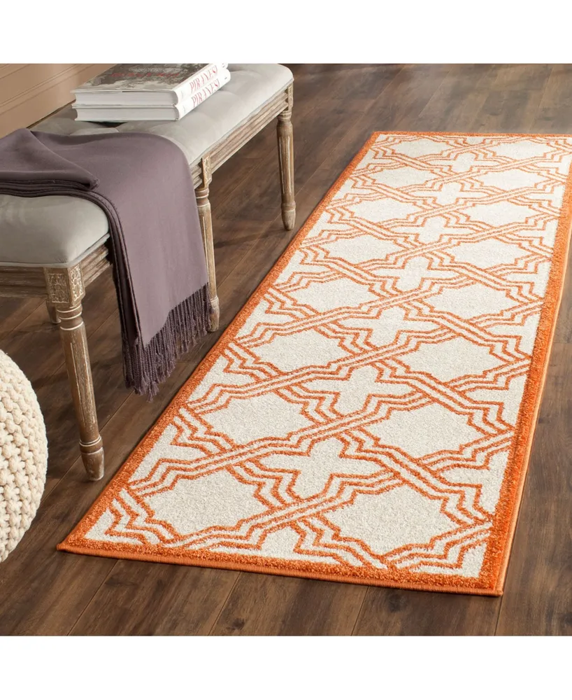 Safavieh Amherst AMT413 Ivory and Orange 2'3" x 7' Runner Area Rug