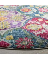 Safavieh Monaco MNC248 Gray and Fuchsia 6'7" x 6'7" Round Area Rug