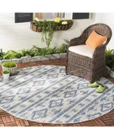 Safavieh Courtyard CY8863 Gray and Navy 6'7" x 6'7" Round Outdoor Area Rug