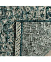 Safavieh Courtyard CY8751 Light Gray and Teal 5'3" x 7'7" Sisal Weave Outdoor Area Rug