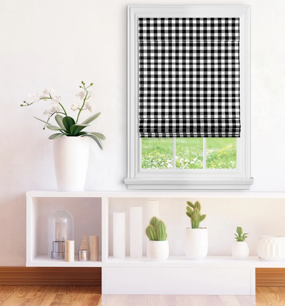 Achim Buffalo Check Cordless Roman Window Shade