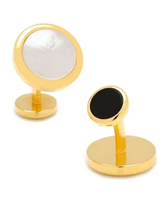 Double Sided Gold Mother of Pearl Round Beveled Cufflinks