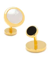 Double Sided Gold Mother of Pearl Round Beveled Cufflinks